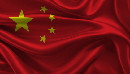 Bright and Wavy People's Republic of China Flag Background