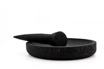 Unique traditional mortar and pestle, stone craft made for mashing seasoning purpose, Cobek and...