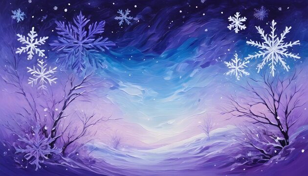 Abstract art violet painting with snow flakes on it
