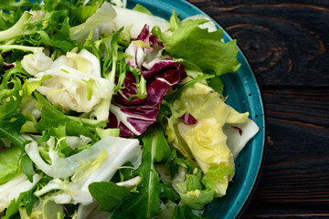 Mix of salad : radicchio escarole arugula frisee