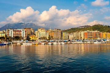 Sea view of the houses of Salerno.
