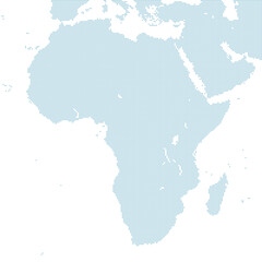 Fototapeta na wymiar アフリカを中心とした青のドットマップ。　大サイズ。