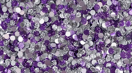 Obraz premium A sparkling array of purple and silver sequins creating a glittery texture that conveys luxury and celebration.