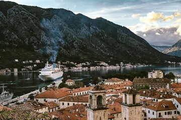 Fototapeta premium View Bay Kotor Old Town From Lovcen Mountain