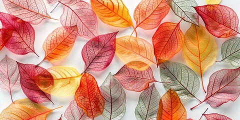 Fototapeta na wymiar Autumnal Symphony A Vibrant Display of Fallen Leaves Generative AI