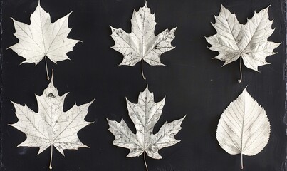 Autumnal Artistry A Collection of White Leaf Decorations Generative AI