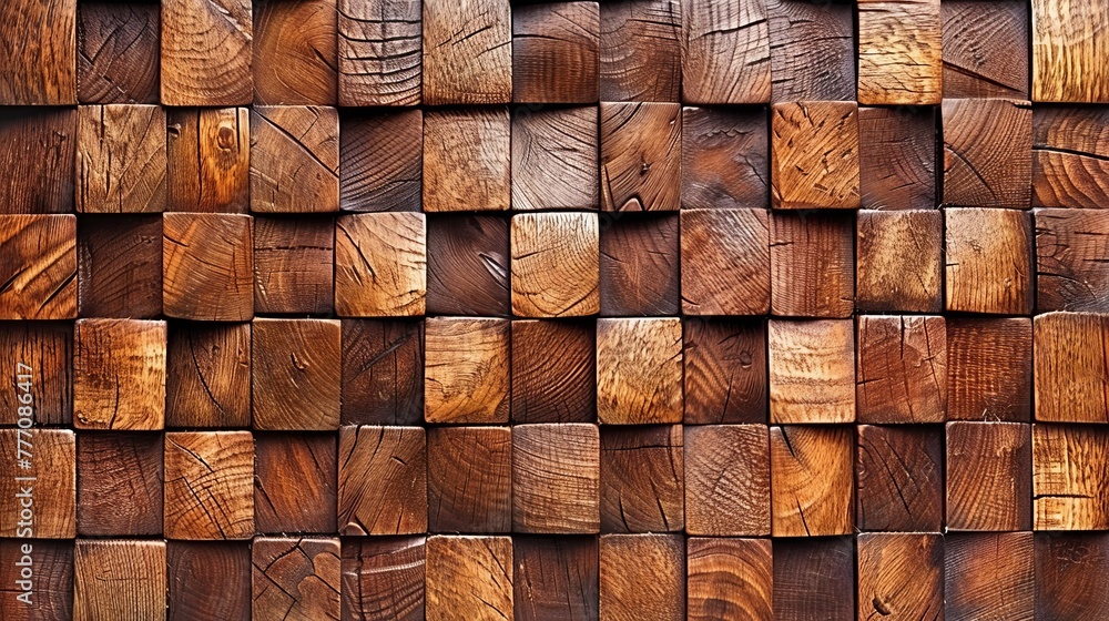 Poster abstract arrangement of 3d wooden cubes with rustic texture for unique backdrop design