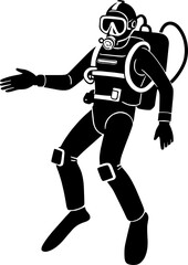 Silhouette of a scuba diver for illustration | Vector for print
