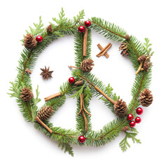 Christmas Peace Symbol, isolated on white background 