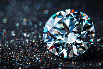 A high-definition capture of a sparkling diamond, showcasing its brilliant facets and captivating...