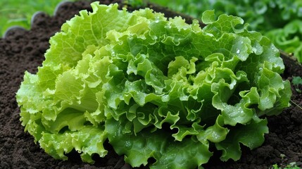 Healthy leafy lettuce thriving abundantly in a lush greenhouse setting, vibrant and fresh