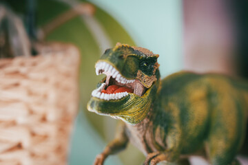 Tiranosaurus rex fierce with open mouth jaws close up still