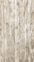 Naklejka premium A close-up view of aged pine wood paneling with a muted, white-washed appearance, showcasing the natural variations in the wood's grains, knots, and imperfections.