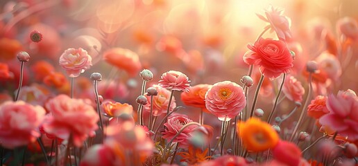 Blossoming Dreams A Vibrant Field of Flowers Generative AI