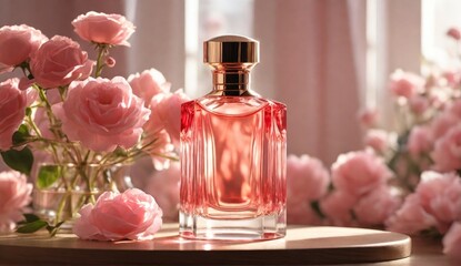 Obraz na płótnie Canvas Perfume bottle with flowers