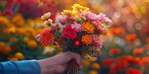 A Handful of Colorful Flowers Generative AI - obrazy, fototapety, plakaty