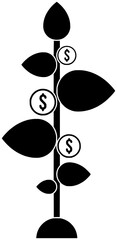 Fototapeta premium money illustration business silhouette coin logo finance icon growth outline investment banking wealth tree plant economy success financial grow shape currency watering profit for vector graphic