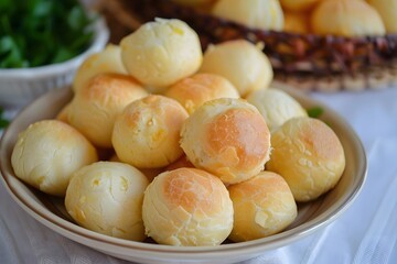 pão de queijo brazilian traditional food snack, typical cheese buns or cheese bread