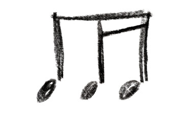 A minimalist pencil sketch of musical notes isolated on a transparent background, ideal for diverse design projects.