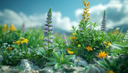 Floral Alpine A Vibrant Nature's Palette Generative AI