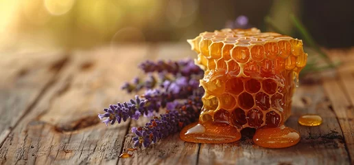 Fotobehang Honeycomb Delight The Art of Beekeeping Generative AI © Satyam