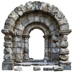 Ancient Greek arch of triumph isolated on white background with shadow. Ancient Greek architecture including he Doric order, the Ionic order, and the Corinthian order