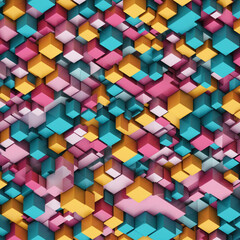 Set of colorful geometric structures, 3d render bright colors