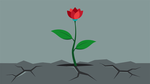 A flower growing in the cracks of concrete representing the resilience and strength that can emerge from difficult circumstances. Despite the