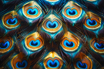 Colorful Peacock Feathers with Abstract Patterns