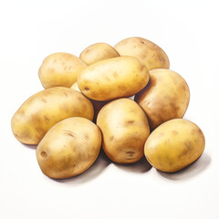 potatoes on white background сreated with Generative Ai