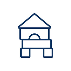 Building Blocks Toy Icon. Thin Line Illustration of Children's Wooden Block Tower Construction, Symbolizing Playtime, Education, and Creativity. Isolated Outline Vector Sign.
