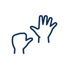 Neurobics Brain Exercise Icon. Thin Line Illustration of hands in varying sizes to signify neurobics exercises that stimulate brain activity. Isolated Outline Vector Sign.	