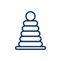 Pyramid Toy Icon. Thin Line Illustration of Stacked Rings on a Cone Base, Representing Early Learning, Developmental Toys, and Child Play. Isolated Outline Vector Sign.