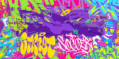 Abstract Hip Hop Urban Street Art Graffiti Style Soccer Or Football Illustration Background