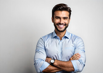 Businessman smiling with arms