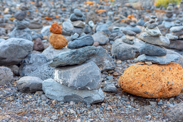 Stone pyramid on a beach. Rocks stacked balance