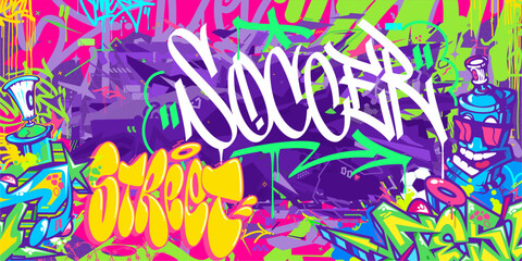 Cool Abstract Hip Hop Urban Street Art Graffiti Style Soccer Or Football Illustration Background