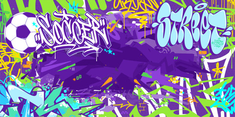 Cool Abstract Hip Hop Urban Street Art Graffiti Style Soccer Or Football Illustration Background
