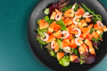 Seafood salad and papaya.