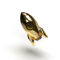 3d golden space rocket