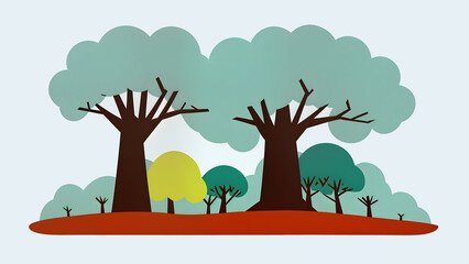 flat vector background of a jungle landscape for kids