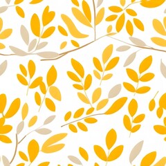Seamless leaf pattern. Brown beige leaves and sprouts. Illustrated background.