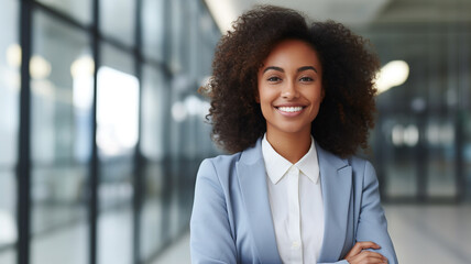 confident african business woman smiling look at camera