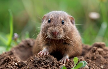 Naklejka na ściany i meble The Curious Critter A Close-up of a Brown Rat in a Field Generative AI