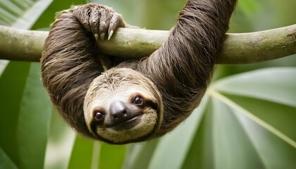 Naklejka premium A-Sloth-With-Its-Claws-Wrapped-Around-A-Branch-Ha-Upscaled_11