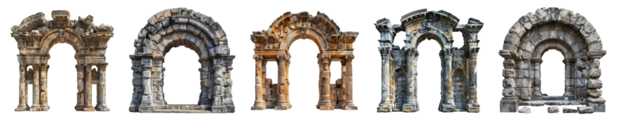 Fotobehang Milaan Ancient roman arch set PNG. Ancient Greek arch of triumph PNG. Ancient Greek architecture including he Doric order, the Ionic order, and the Corinthian order PNG