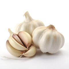 Obraz premium garlic on white background сreated with Generative Ai