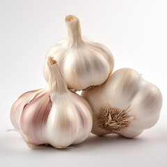 garlic on white background сreated with Generative Ai