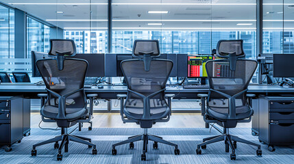 Contemporary office interior, modern corporate workspace, design and architecture concept