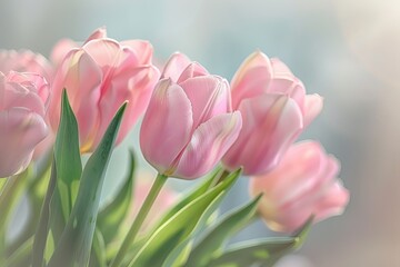 Fototapeta premium Capture the essence of spring with this vibrant macro shot of blooming flowers in a garden.